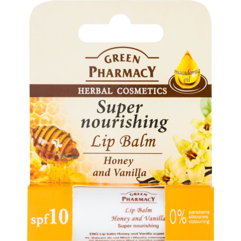 Green Pharmacy Honey Lip Balm balsam de buze hranitor SPF 10 fara siliconi, parabeni și coloranți 3.6 g