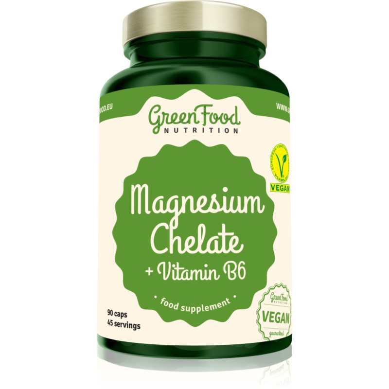 GreenFood Nutrition Magnesium Chelate + Vitamin B6 capsules pour soutenir la mémoire et favoriser la concentration 90 c…