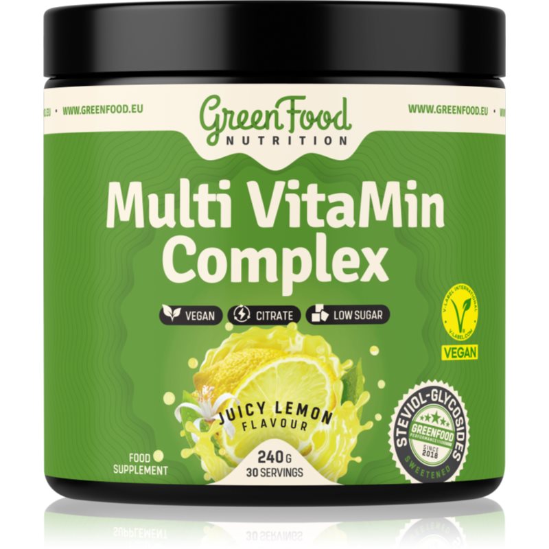 GreenFood Nutrition Multi VitaMin Complex pulbere cu complex de multivitamine aroma Juicy Lemon 240 g