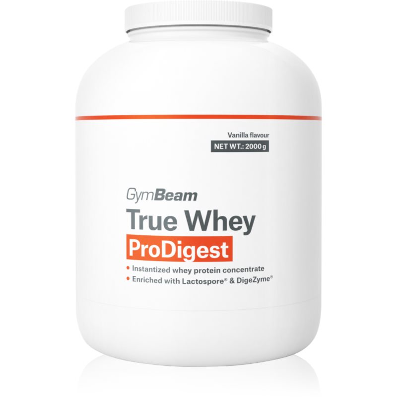 GymBeam True Whey ProDigest proteine din zer cu enzime digestive aroma Vanilla 2000 g