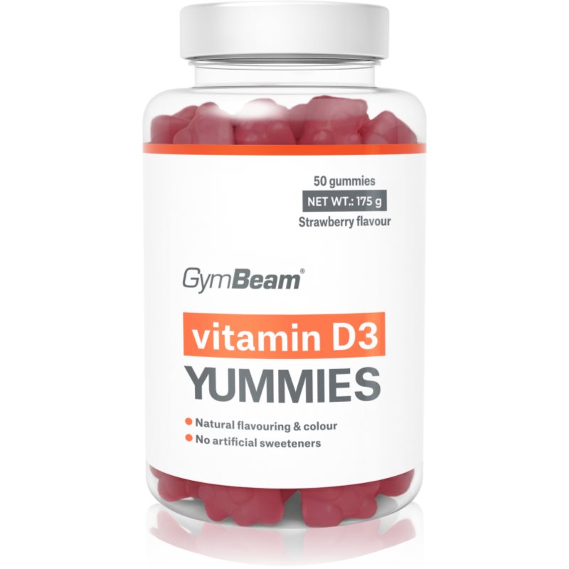 GymBeam Vitamin D3 Yummies bomboane tip jeleu pentru funcționarea normală a sistemului imunitar, sănătatea oaselor, a dinților și activitatea musculară 175 g