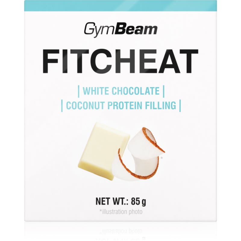 GymBeam Fitcheat Protein Chocolate ciocolată proteinică aroma White Chocolate & Coconut 85 g