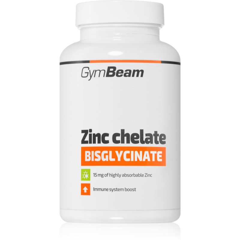 GymBeam Zinc Chelate Bisglycinate capsule pentru susținerea sistemului imunitar și frumusețea tenului și a unghiilor 90 caps.