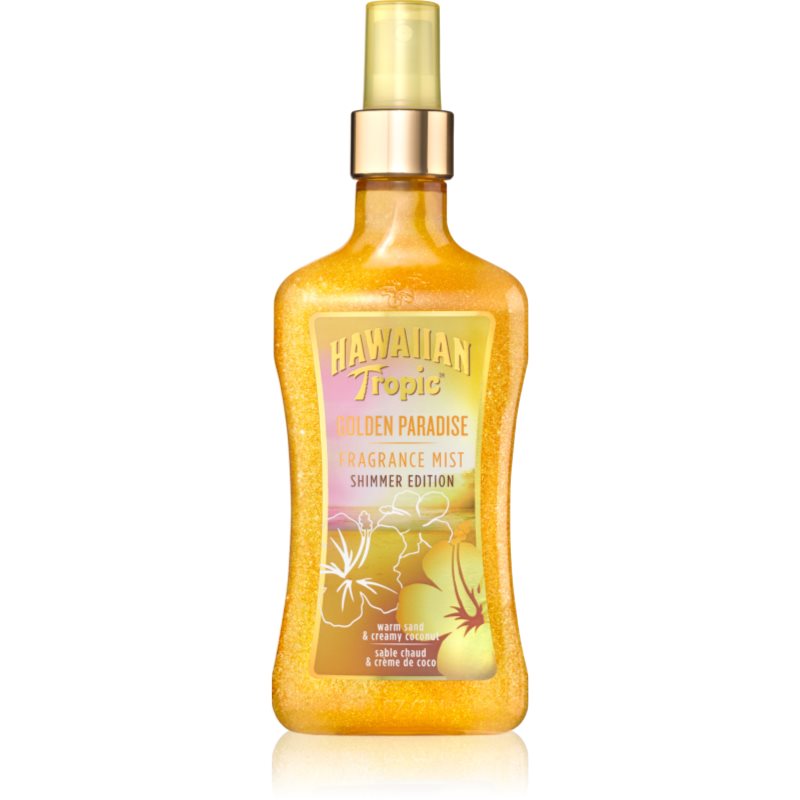 Hawaiian Tropic Perfumes Golden Paradise Shimmer spray pentru corp cu particule stralucitoare pentru femei 250 ml
