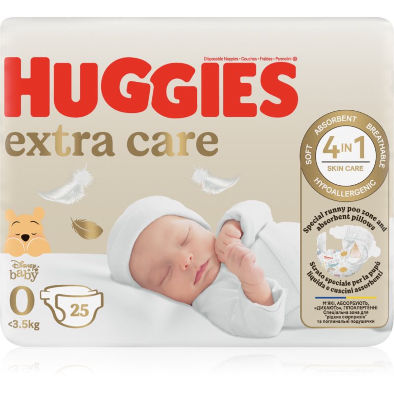 Huggies Extra Care Size 0 scutece de unică folosință <4 kg 25 buc