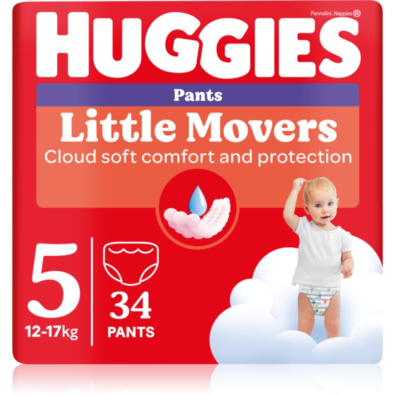 Huggies Little Movers Pants scutece de unică folosință tip chiloțel 12-17 kg 34 buc