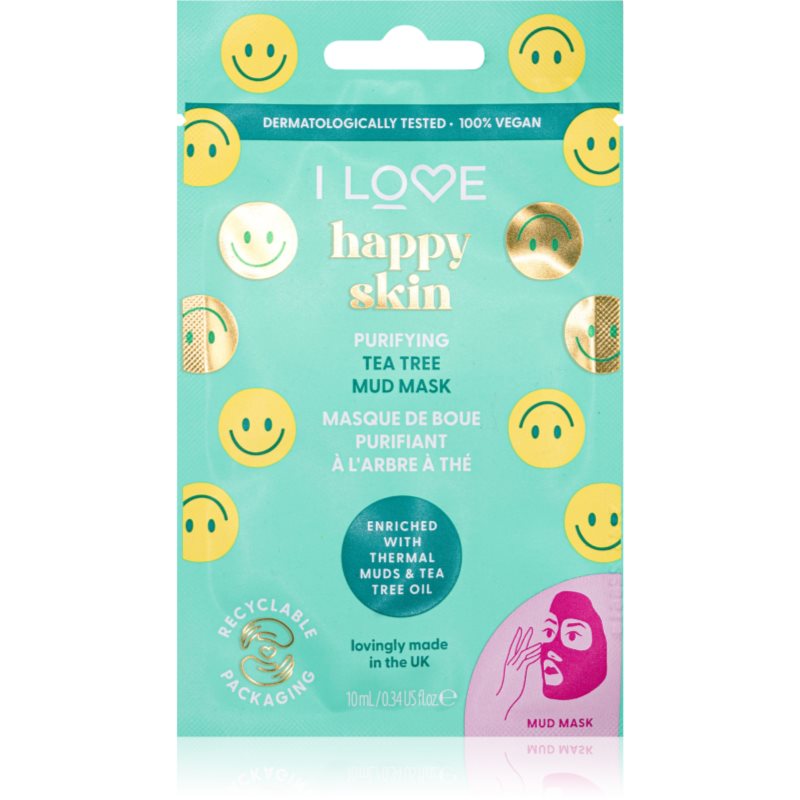 I Love Happy Skin mască cu argilă cu ulei din arbore de ceai 10 ml