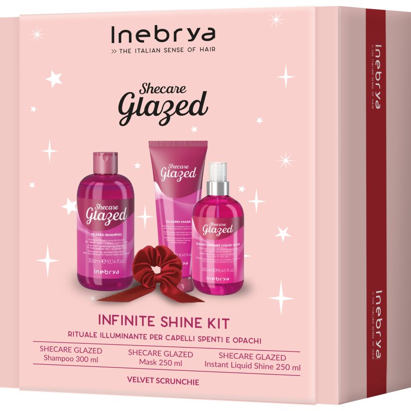Inebrya Shecare Glazed Christmas Set set cadou pentru un par stralucitor si catifelat