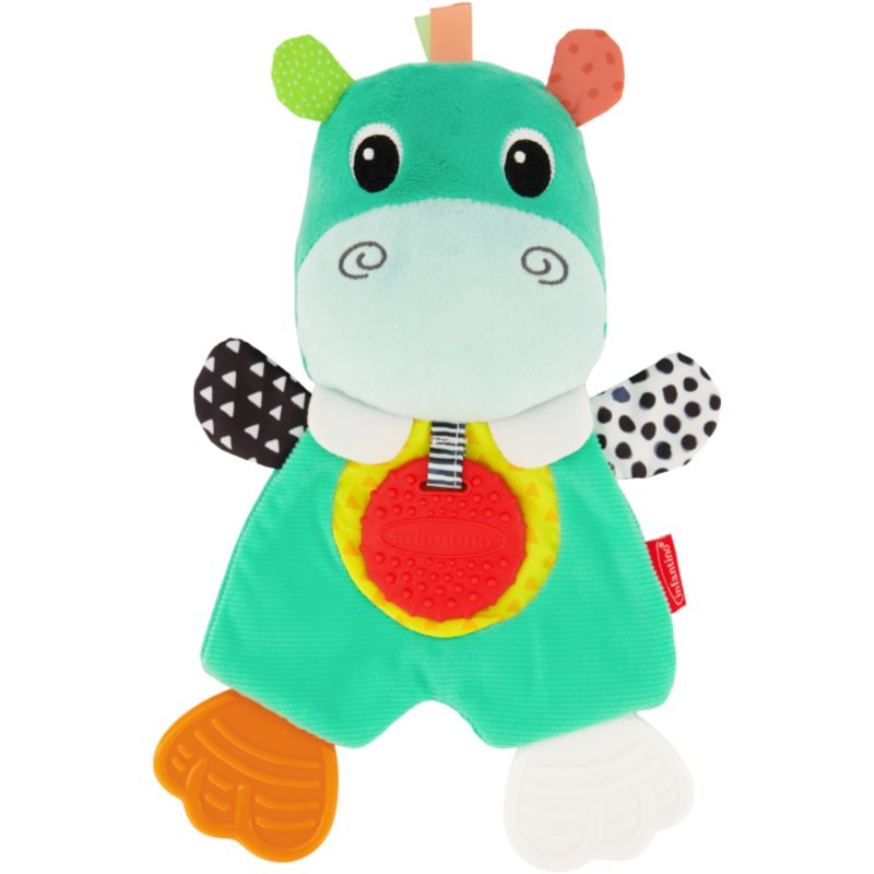 Infantino Cuddly Teether Hippo animăluț moale, de jucărie pentru dentiție
