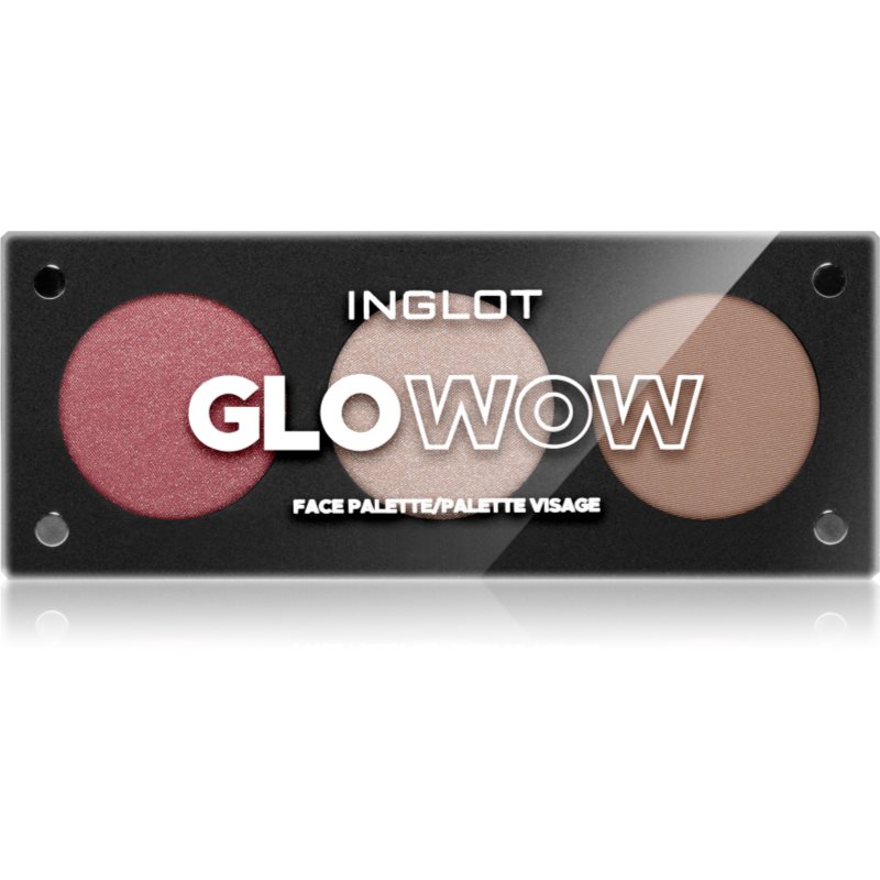 Inglot Face Palette iluminator, pudră bronzantă și blush culoare GLOWOW 7 g