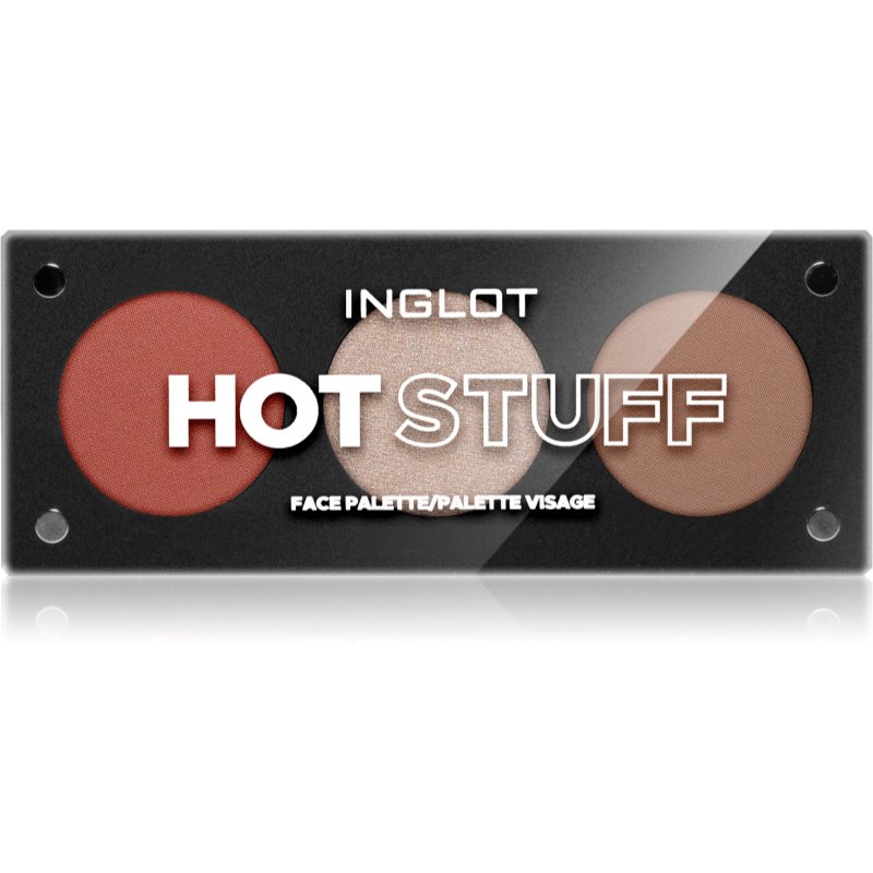 Inglot Face Palette iluminator, pudră bronzantă și blush culoare HOT STUFF 7 g