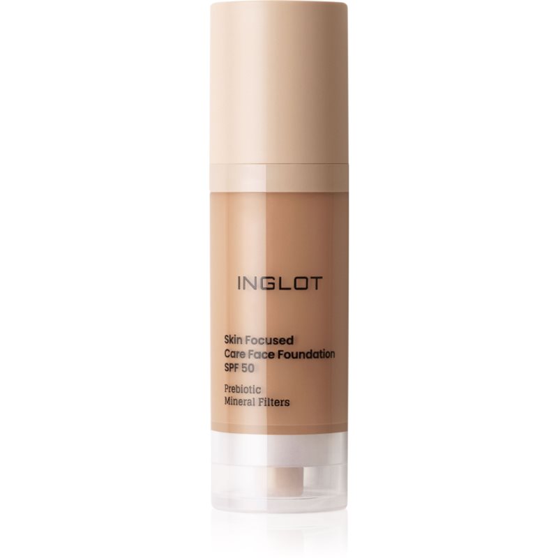 Inglot Skin Focused Care Face Foundation SPF 50 acoperire make-up SPF 50 culoare Apricot Tan 30 ml