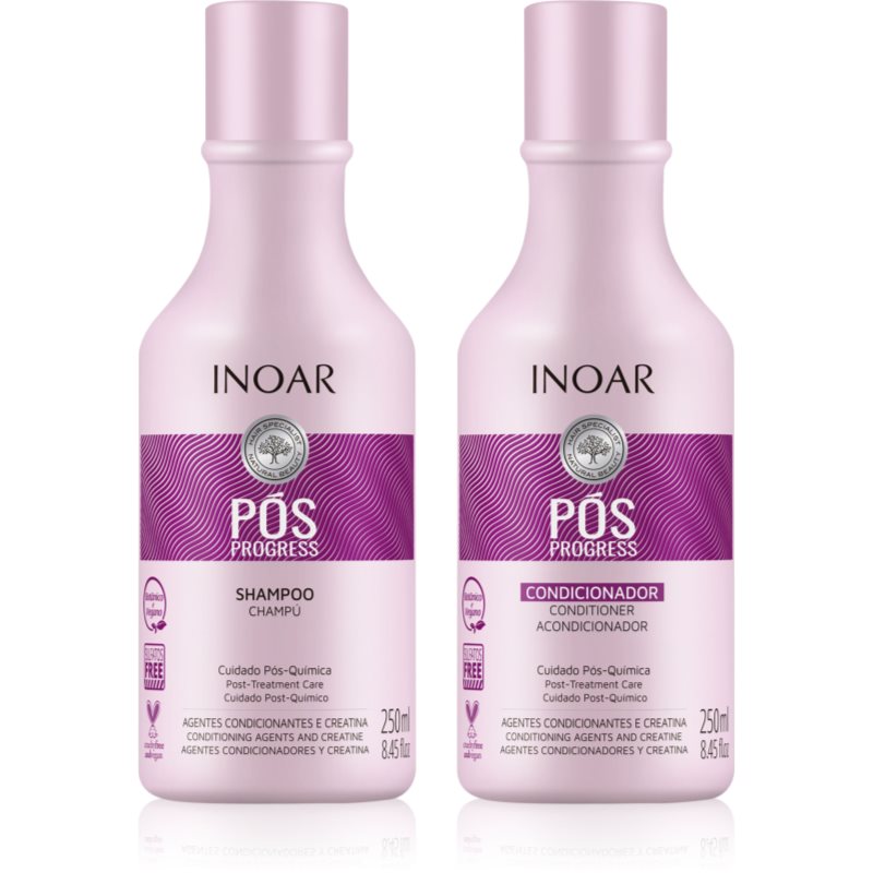 INOAR Pos Progress set pentru păr po keratinovém narovnání a nanoplastice 2x250 ml
