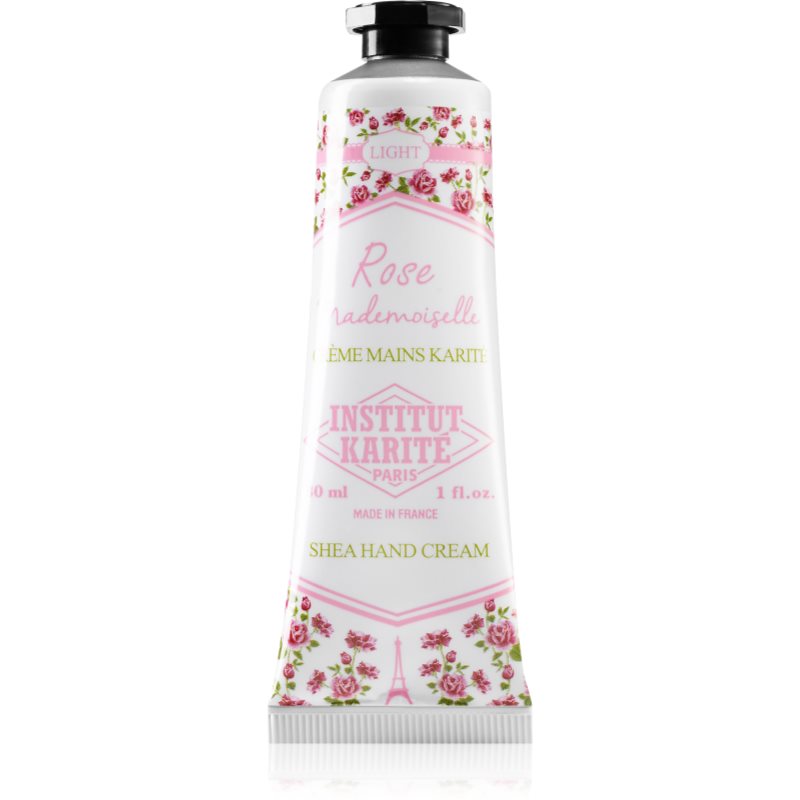 Institut Karité Paris Rose Mademoiselle Shea Hand Cream crema cu textura usoara de maini cu unt de shea tube + box