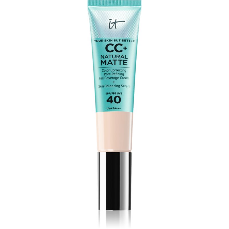 IT Cosmetics Your Skin But Better CC+ Cream Natural Matte machiaj cu efect matifiant SPF 40 pentru femei Fair Porcelain 32 ml