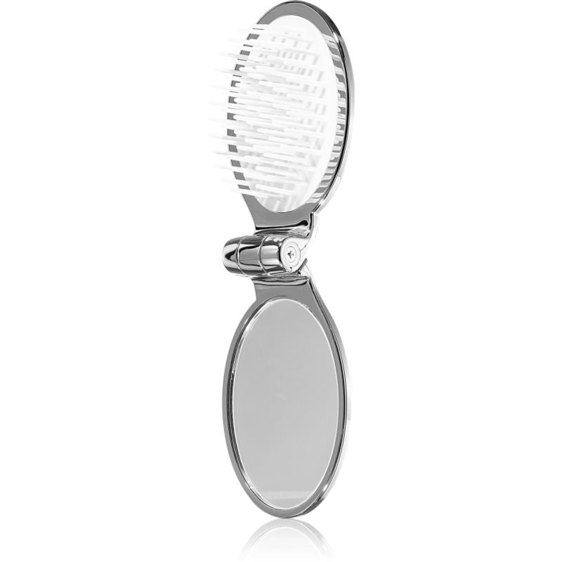 Janeke Chromium Line Folding Hair-Brush with Mirror pieptene de păr cu oglinda mica 9,5 x 5,5 x 3,5 cm