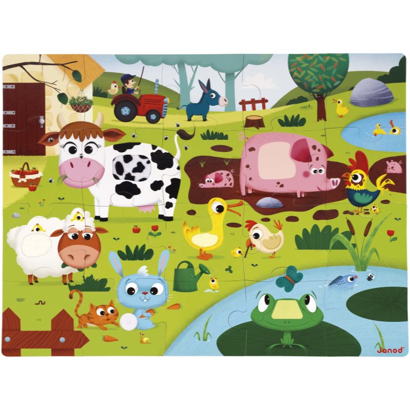 Janod Tactile Puzzle puzzle Farm Animals 2 y+ 20 buc