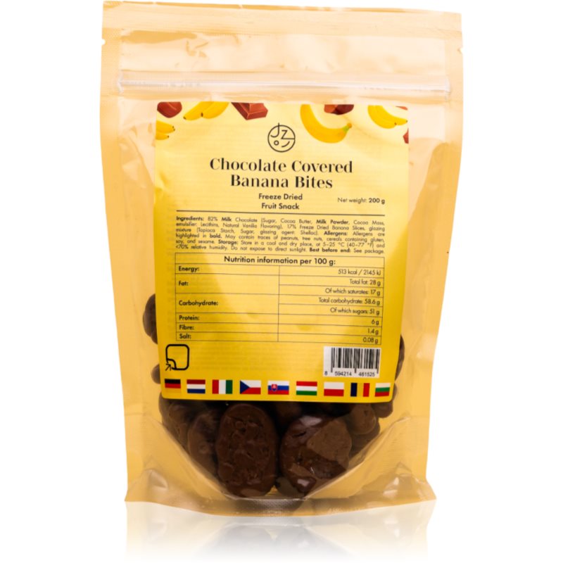 Mandimu Gefriergetrocknete Bananenscheiben in Schokolade 200 g gefriergetrocknete Früchte mit Schokolade 200 g