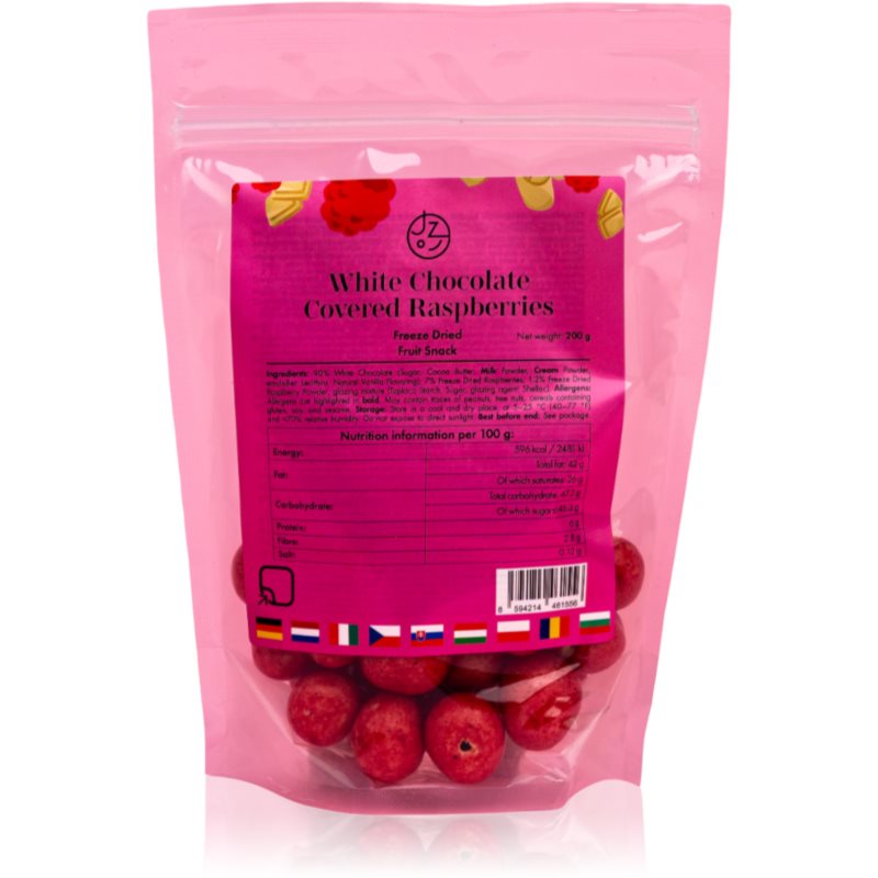 Să Mâncăm Sănătos Zmeură liofilizată în ciocolată albă 200 g fructe uscate prin congelare în ciocolată 200 g