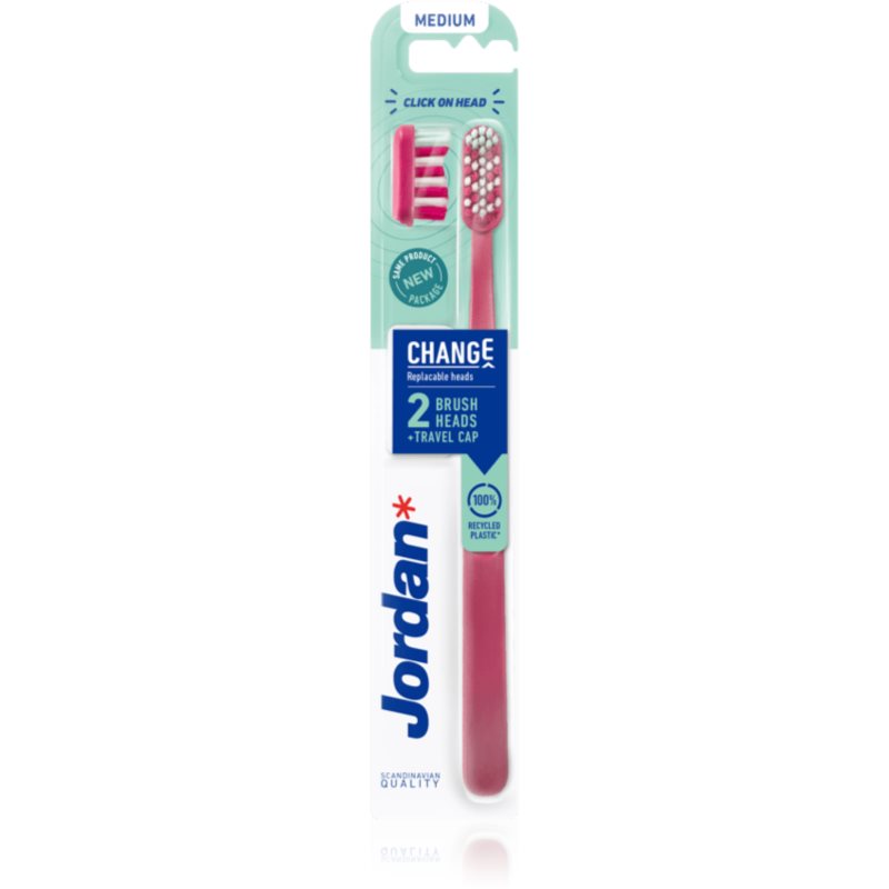 Jordan Change Medium 2-head perie de dinti + capete de schimb 1 buc