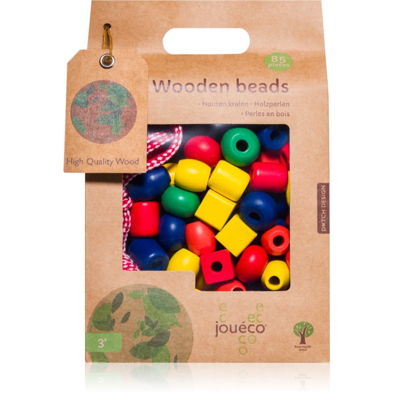 Jouéco Wooden Beads jucărie cu activități din lemn 36 m+ 85 buc