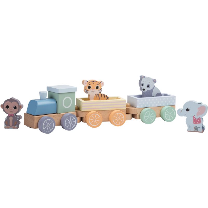 Jouéco The Wildies Family Trainset with Animals set pentru copii 18 m+ 7 buc