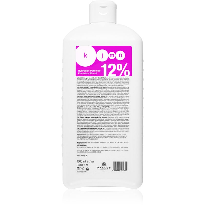 Kallos KJMN Professional Hydrogen Peroxide lotiune activa 12% 40 vol. pentru uz profesonial 1000 ml