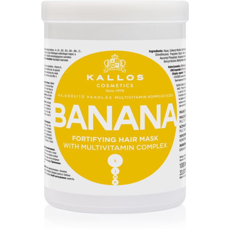 Kallos KJMN Professional Banana mască fortifiantă cu complex de multivitamine 1000 ml