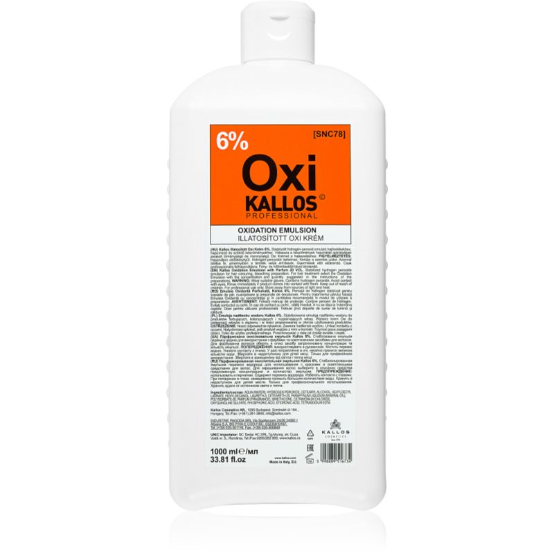 Kallos Kallos Classic Oxi Peroxide Cream 6%Peroxide Cream 6% pentru uz profesonial 1000 ml