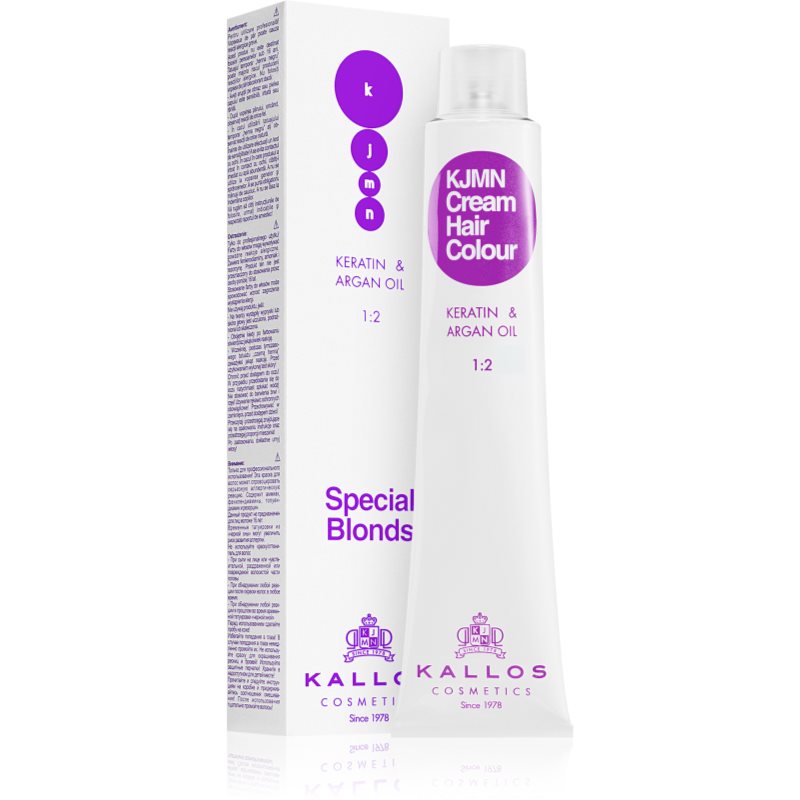 Kallos KJMN Professional Cream Hair Colour Keratin & Argan Oil culoare par cu keratina si ulei de argan culoare 12.1 Special Ultra Blonde 100 ml