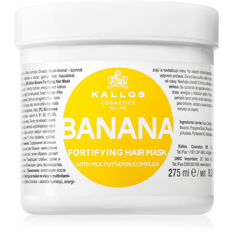 Kallos KJMN Professional Banana mască fortifiantă cu complex de multivitamine 275 ml Kallos KJMN Professional Banana mască fortifiantă cu complex de multivitamine 275 ml