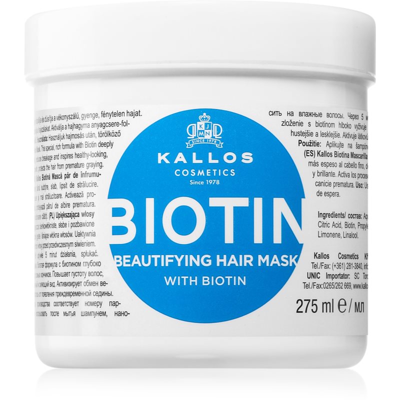 Kallos KJMN Professional Biotin Mască pentru păr subțire, slab și fragil 275 ml Kallos KJMN Professional Biotin Mască pentru păr subțire, slab și fragil 275 ml