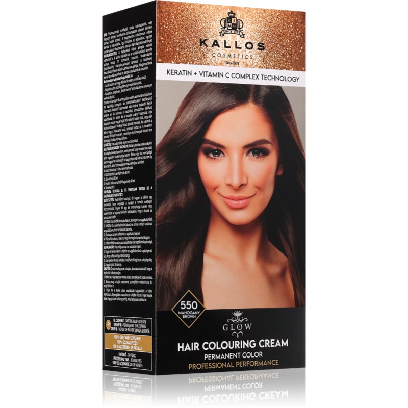 Kallos Glow Lasting Cream Colour Culoare permanenta pentru par culoare Mahogany Brown 60 ml