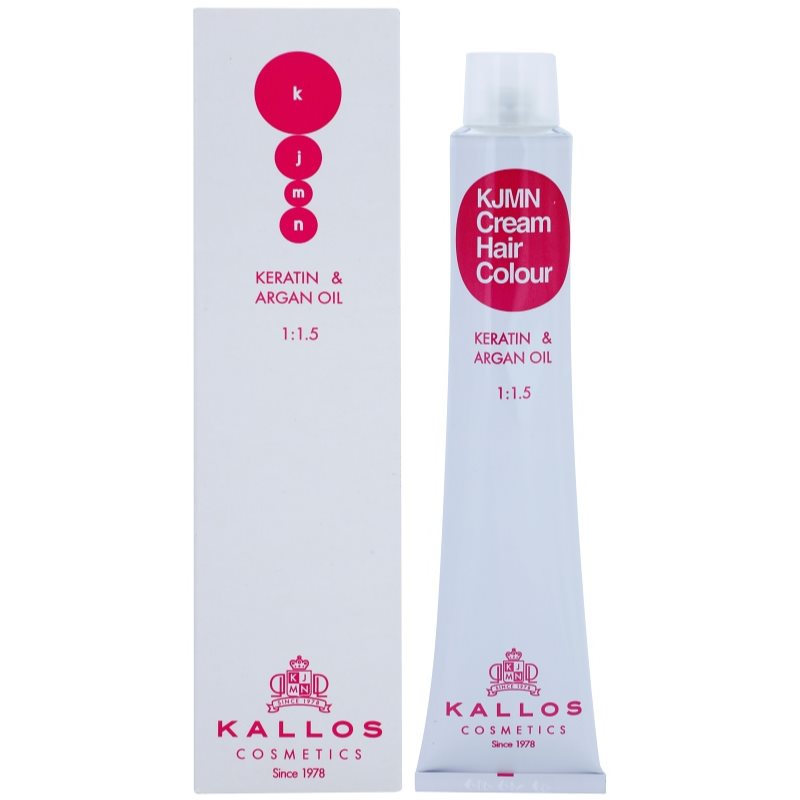 Kallos KJMN Cream Hair Colour Keratin & Argan Oil culoare par cu keratina si ulei de argan culoare 5.00 Light Brown Plus 100 ml
