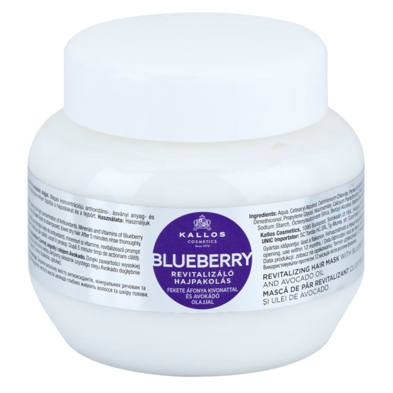 Kallos Blueberry masca revitalizanta pentru par uscat, deteriorat si tratat chimic 275 ml