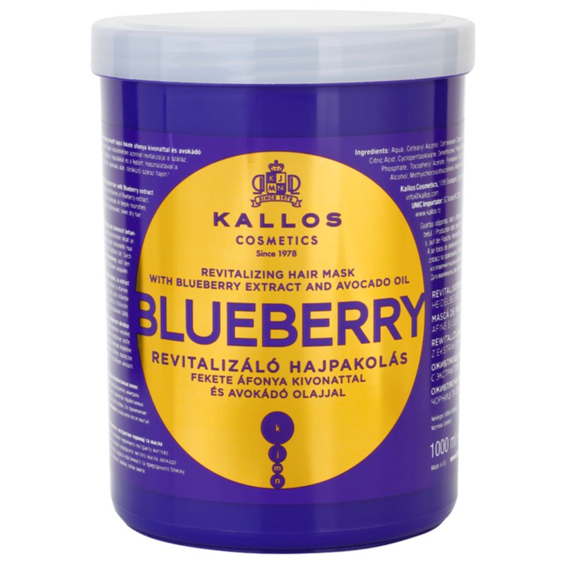 Kallos Blueberry masca revitalizanta pentru par uscat, deteriorat si tratat chimic 1000 ml