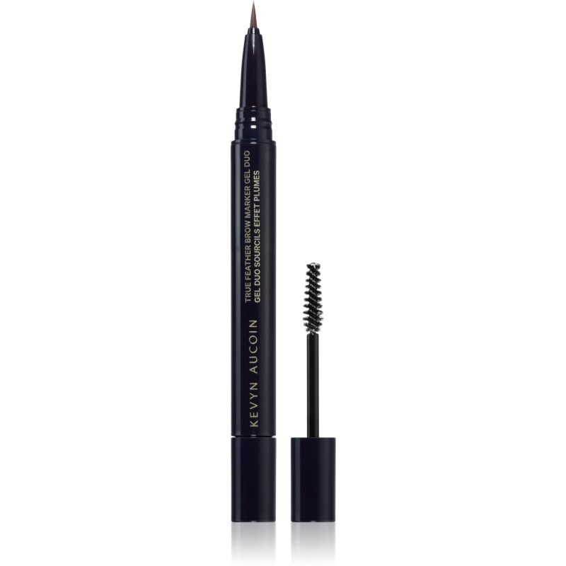 Kevyn Aucoin True Feather Brow Marker Gel Duo creion pentru sprancene cu pensula culoare Warm Brunette 0,4 ml