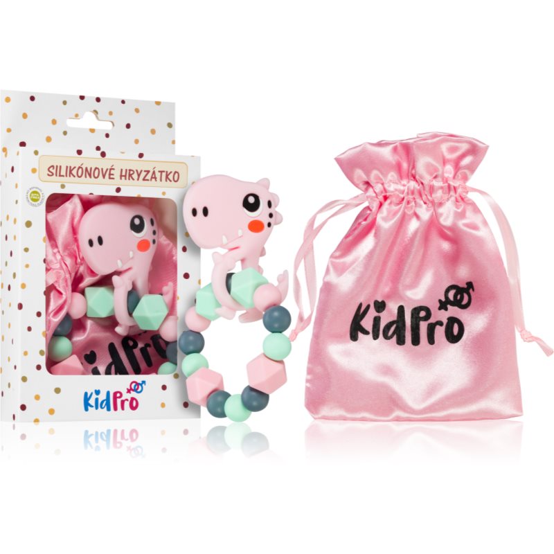 KidPro Teether Dino jucărie pentru dentiție Dino Pink 1 buc