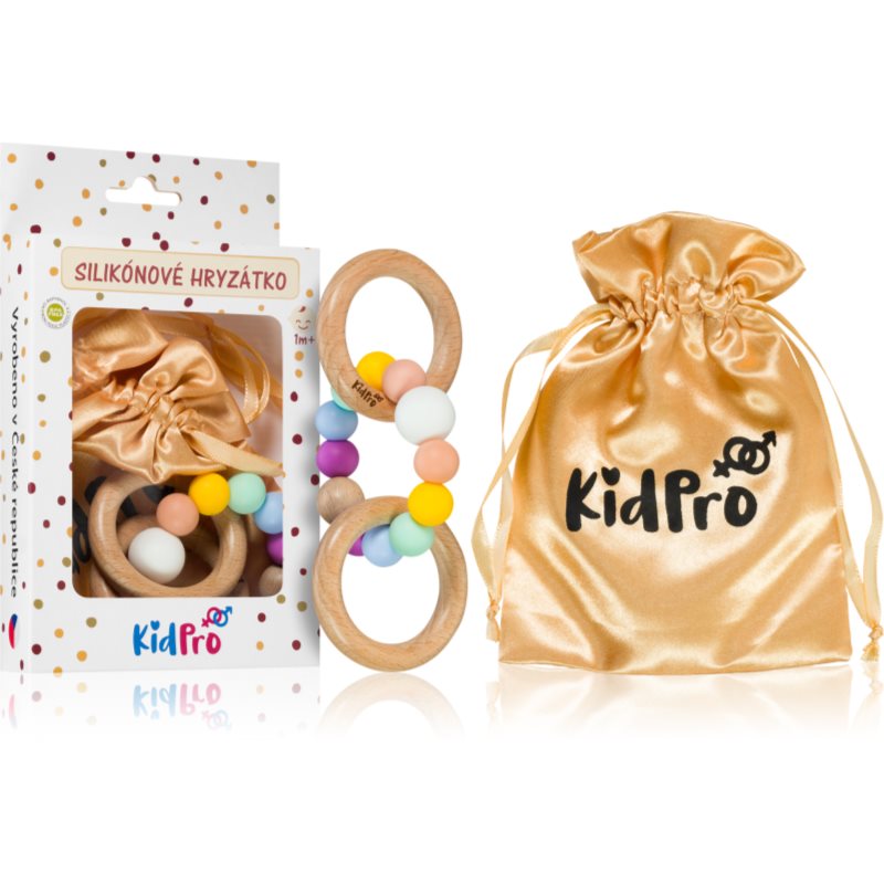 KidPro Teether & Rattle Fruit Mix jucărie pentru dentiție cu zornăitoare Rainbow 1 buc