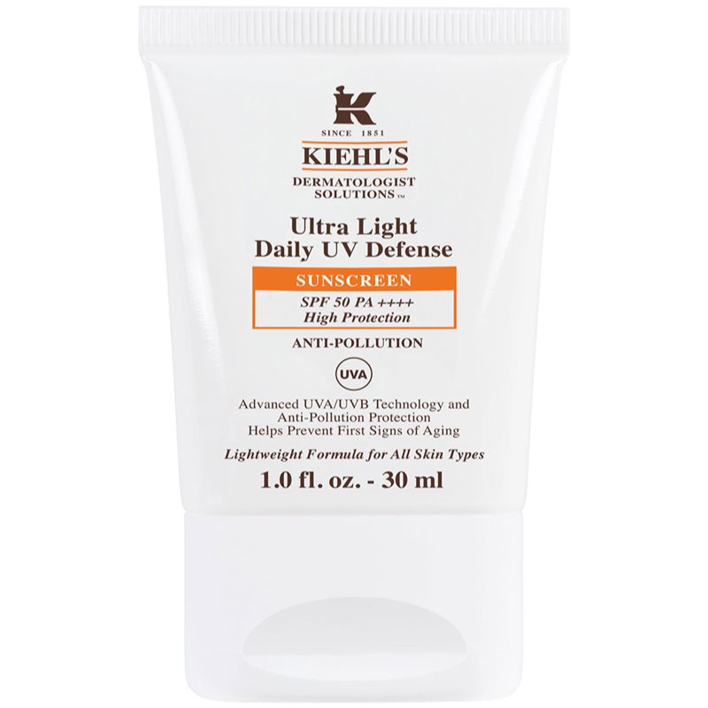 Kiehl's Ultra Light Daily UV Defense lichid protector ultra ușor pentru toate tipurile de ten, inclusiv piele sensibila SPF 50+ 30 ml