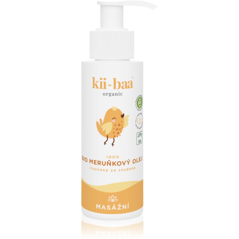 kii-baa® organic 100% Bio Oil Apricot ulei de masaj pentru pielea sensibilă pentru nou-nascuti si copii 100 ml