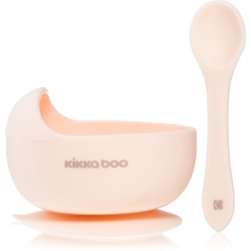 Kikkaboo Silicone Bowl with Spoon bol din silicon cu linguriță 4 m+ Pink 2 buc