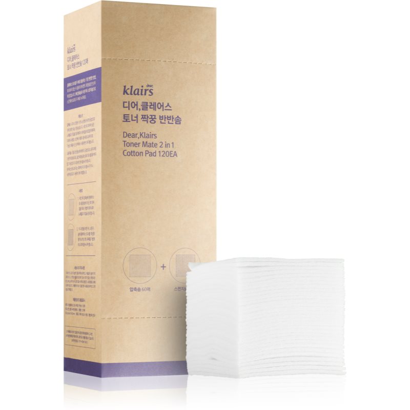Klairs Supple Preparation Toner Mate Cotton Pad tampoane cosmetice pentru demachierea și curățarea tenului 120 buc