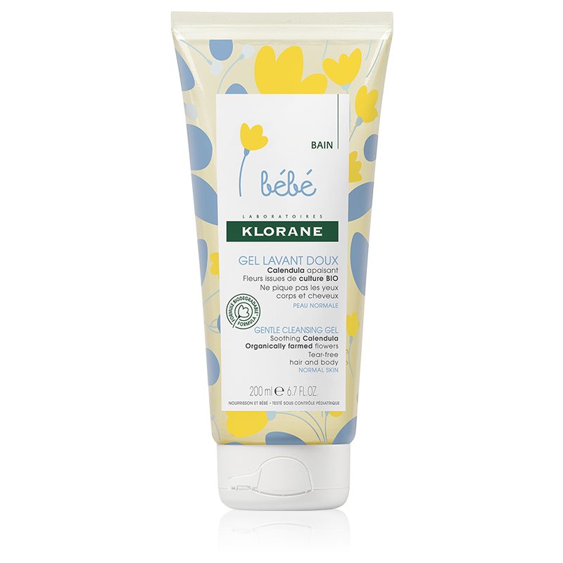 Klorane Bébé Calendula Gel de curatare delicat pentru nou-nascuti si copii cu pompă 200 ml