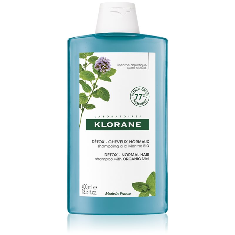 Klorane Organic Mint șampon detoxifiant pentru curățare pentru par normal 400 ml