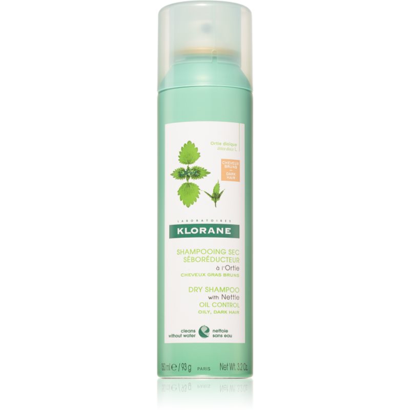 Klorane Nettle șampon uscat pentru păr gras și închis la culoare 150 ml