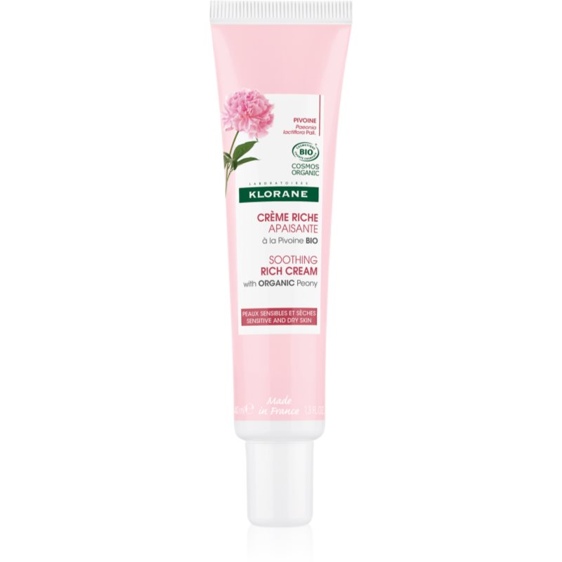 Klorane Peony Soothing Rich Cream crema calmanta pentru ten uscat și sensibil 40 ml