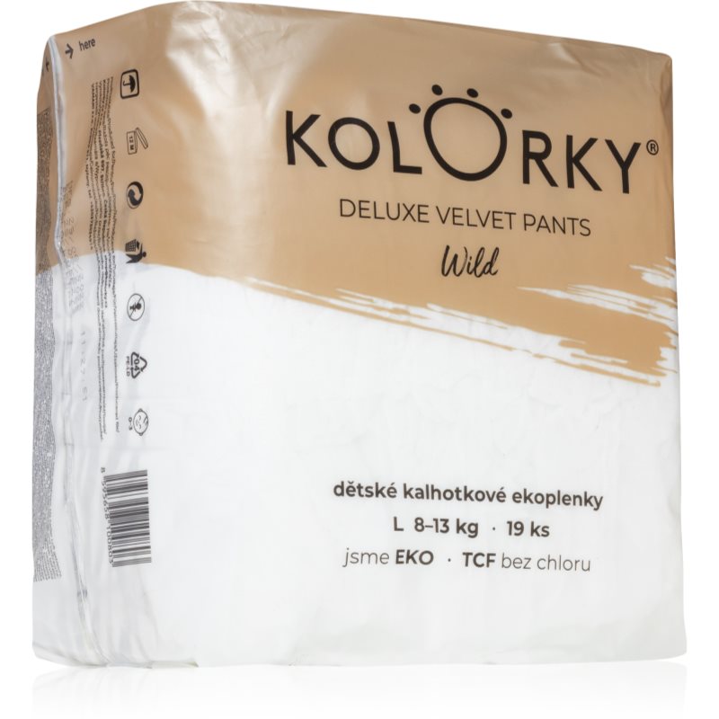 Kolorky Deluxe Velvet Pants Wild scutece de unică folosință tip chiloțel marimea L 8-13 Kg 19 buc