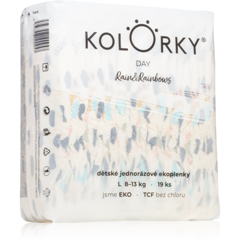 Kolorky Day Rain&Rainbow scutece ECO de unică folosință marimea L 8-13 Kg 19 buc