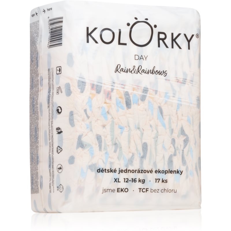 Kolorky Day Rain&Rainbow scutece ECO de unică folosință marimea XL 12-16 Kg 17 buc